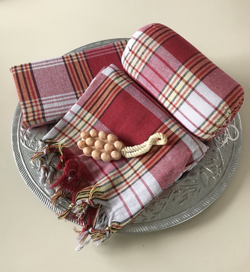 Hamam set rood geblokt