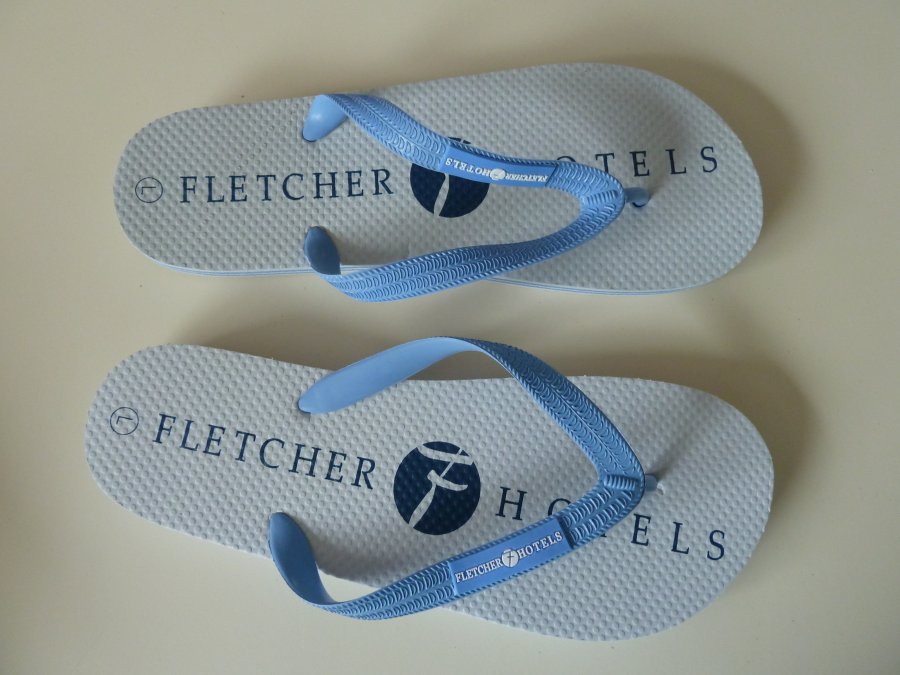 rubber teenslipper met zool bedrukking